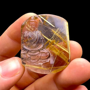 Mặt Phật Thích Ca Mâu Ni - Thạch Anh Tóc Vàng Bã Mía #MTV-230505-01