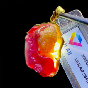 Mặt Phật A Di Đà Ruby Cộng Sinh Sapphire - Móc Vàng #MRB-0825-02 1