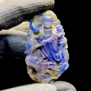 Mặt Quan Thế Âm Bồ Tát Cưỡi Rồng Sapphire Xanh Hero #MSP-0820-11