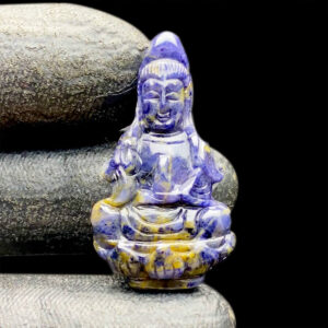 Mặt Quan Thế Âm Bồ Tát Toạ Sen Sapphire Xanh Hero Điểm Vàng #MSP-0826-08