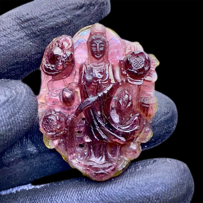 Mặt Quan Thế Âm Bồ Tát Tourmaline Lục Yên #MTM-0807-02
