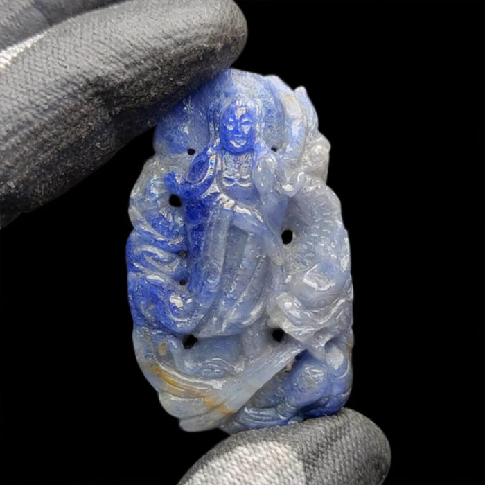 Mặt Quan Thế Âm Bồ Tát Cưỡi Rồng Sapphire Lục Yên #MSP-1013-05