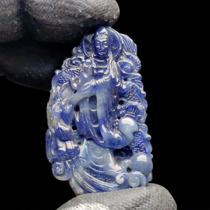 Mặt Quan Thế Âm Bồ Tát Cưỡi Rồng Sapphire Lục Yên #MSP-1013-08