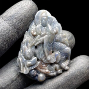 Mặt Quan Thế Âm Bồ Tát Sapphire Xám Tự Nhiên #MSP-1013-15