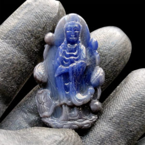 Mặt Quan Thế Âm Bồ Tát Sapphire Xanh Xám #MSP-1111-04