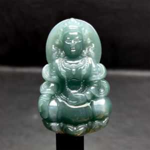 Mặt Quan Thế Âm Bồ Tát - Ngọc Cẩm Thạch Lam Dầu - Chuẩn A #MCTA-210108-03