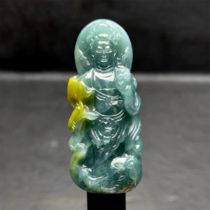 Mặt Quan Thế Âm Bồ Tát - Ngọc Cẩm Thạch Lam Dầu Huyết - Chuẩn A #MCTA-210108-04