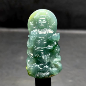 Mặt Quan Thế Âm Bồ Tát  Cưỡi Rồng - Ngọc Cẩm Thạch Lam Dầu - Chuẩn A #MCTA-210108-05