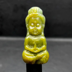 Mặt Quan Thế Âm Bồ Tát  Cưỡi Rồng - Ngọc Cẩm Thạch Lam Dầu - Chuẩn A #MCTA-210108-12