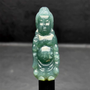 Mặt Tiểu Phật A Di Đà - Ngọc Cẩm Thạch Lam Dầu - Chuẩn A #MCTA-210108-15