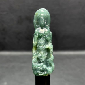 Mặt Quan Thế Âm Bồ Tát  Cưỡi Rồng - Ngọc Cẩm Thạch Lam Dầu 3 Màu - Chuẩn A #MCTA-210116-03