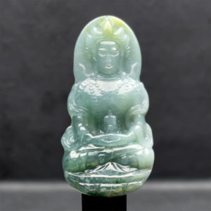 Mặt Quan Thế Âm Bồ Tát - Ngọc Cẩm Thạch Lam Dầu Huyết - Chuẩn A #MCTA-210116-07