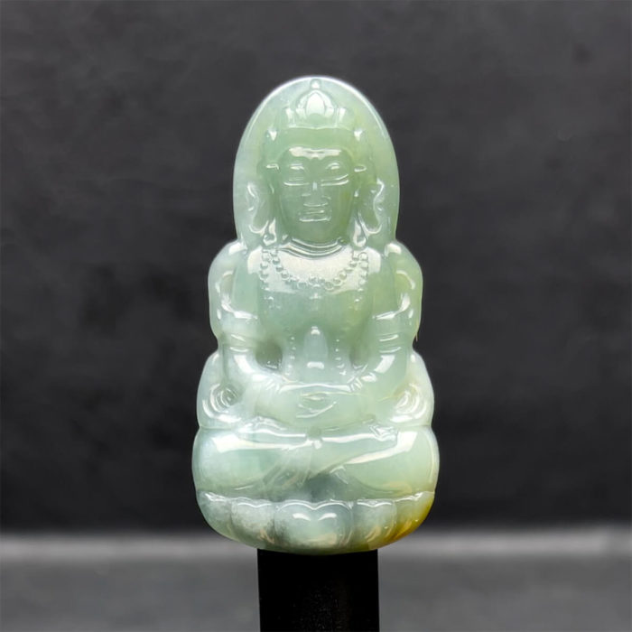 Mặt Quan Thế Âm Bồ Tát - Ngọc Cẩm Thạch Lam Dầu - Chuẩn A #MCTA-210116-08