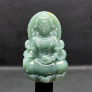 Mặt Quan Thế Âm Bồ Tát - Ngọc Cẩm Thạch Lam Dầu - Chuẩn A #MCTA-210116-13