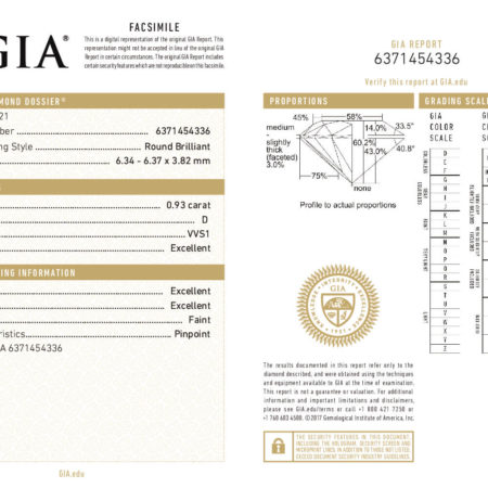 Kim Cương 6.34 Ly - Nước Màu D - Độ Tinh Khiết VVS1 - Cấp Độ Cắt Mài Excellent 1