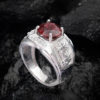 Nhẫn Nam - Bạc - Đá Garnet - Ngọc Hồng Lựu - Tự Nhiên #NGN-210626-01 2