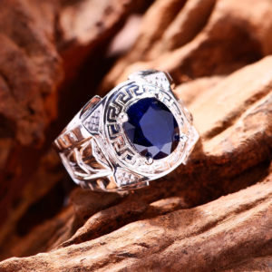 Nhẫn Nam - Bạc - Đá Sapphire Tự Nhiên #NSP-210605-01 1