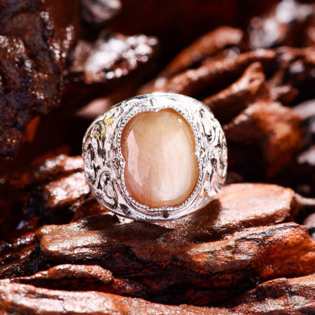 Nhẫn Nam - Bạc - Đá Sapphire Vàng Tự Nhiên #NSP-210605-02 2