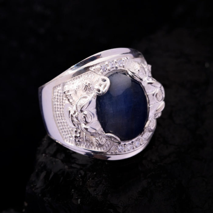Nhẫn Nam - Bạc - Đá Sapphire Phan Thiết Tự Nhiên #NSP-210626-06