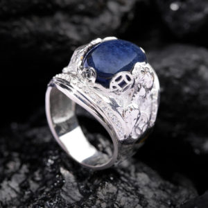 Nhẫn Nam - Bạc - Đá Sapphire Phan Thiết Tự Nhiên #NSP-210626-10
