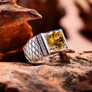 Nhẫn Nam - Bạc - Đá Citrine - Thạch Anh Vàng Tự Nhiên #NTAV-210605-01 2