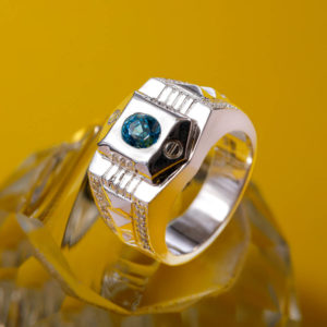 Nhẫn Nam - Bạc - Đá Zircon Xanh Tự Nhiên #NZC-210605-01