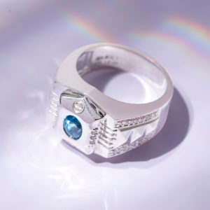 Nhẫn Nam - Bạc - Đá Zircon Xanh Tự Nhiên #NZC-210605-01 1