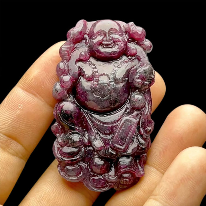 Mặt Phật Di Lặc - Đá Ruby Phi 3 Màu Tự Nhiên #MRB-210721-01