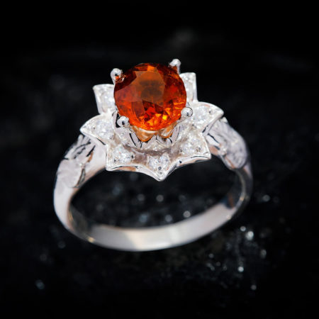 Nhẫn Nữ - Bạc - Đá Garnet Cam - Ngọc Hồng Lựu - Tự Nhiên #NGN-210630-01