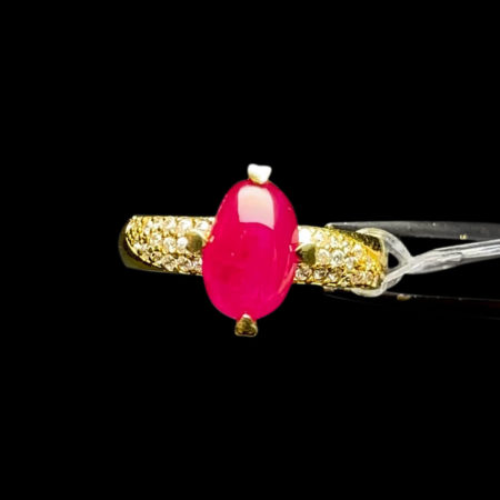 Nhẫn Nữ - Vàng 14K - Đá Ruby Lục Yên Tự Nhiên #NRB-210728-02