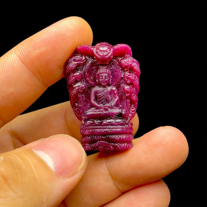 Mặt Rắn thần Naga quấn quanh Đức Phật - Đá Ruby Huyết Tự Nhiên #MRB-211115-02