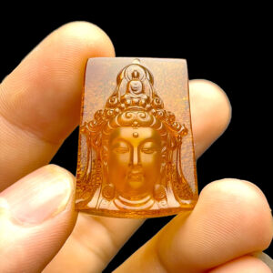 Mặt Quan Thế Âm Bồ Tát - Đá Hổ Phách Dominica #MHP-220810-03