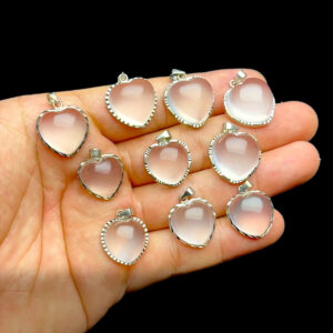 Mặt dây Trái Tim - Bọc Bạc 925 - Thạch Anh Hồng #MTAH-220814-01