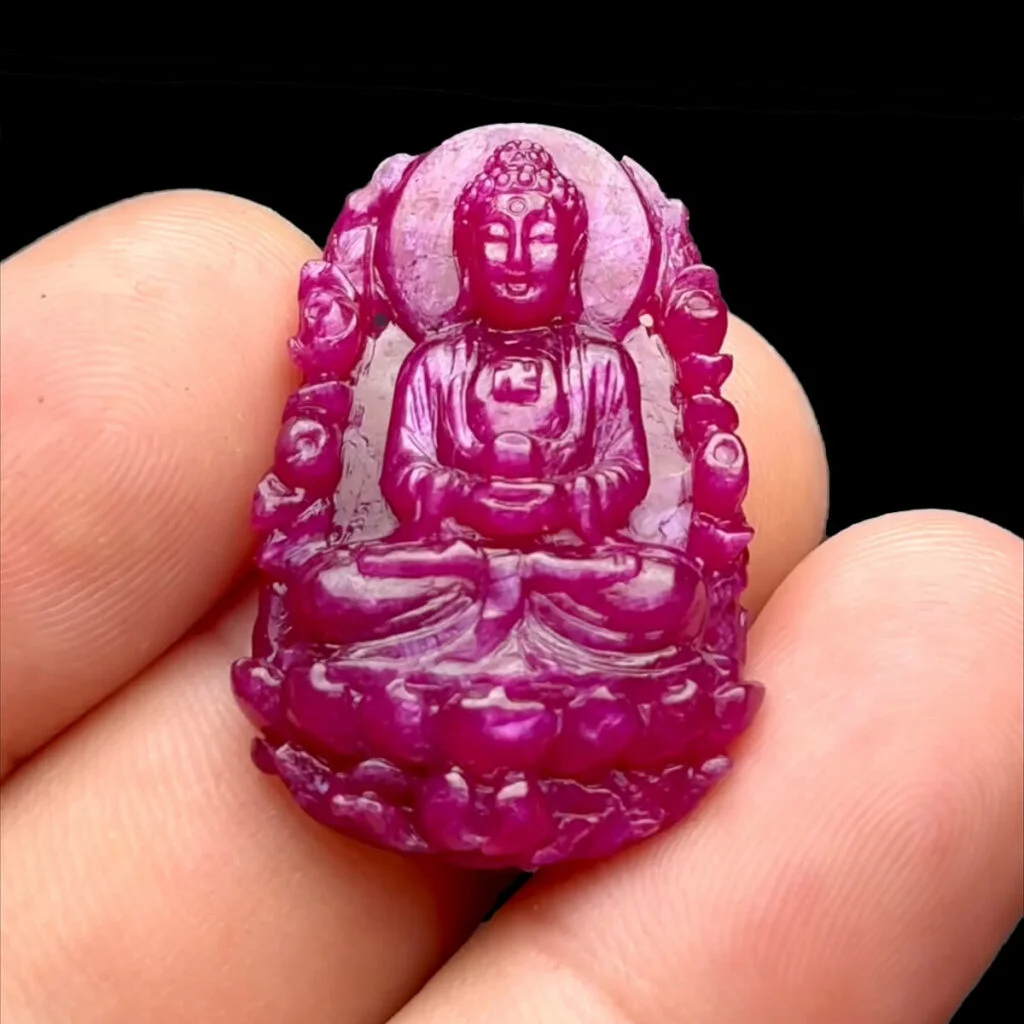 Mặt Phật A Di Đà - Đá Ruby Huyết Kính Tự Nhiên #MRB-221017-05