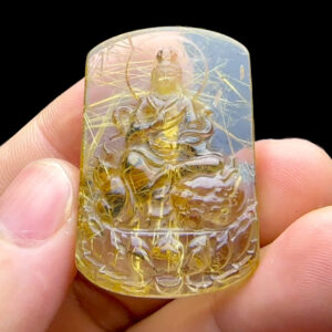 Mặt Phật Văn Thù Bồ Tát - Thạch Anh Tóc Vàng Bã Mía #MTV-221021-03