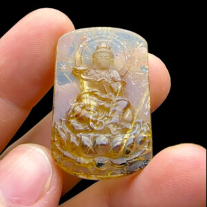 Mặt Phổ Hiền Bồ Tát - Thạch Anh Tóc Vàng Bã Mía #MTV-221021-04