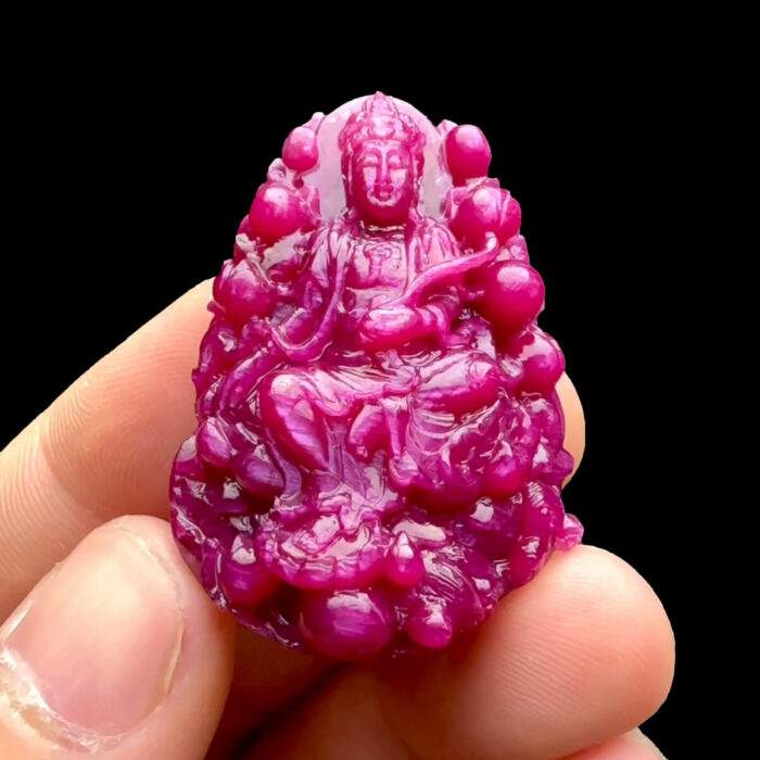 Mặt Quan Âm Tự Tại - Đá Ruby Huyết Kính #MRB-221029-01