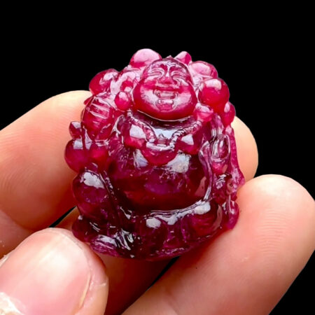 Mặt Phật Di Lặc - Đá Ruby Huyết Kính #MRB-221029-03