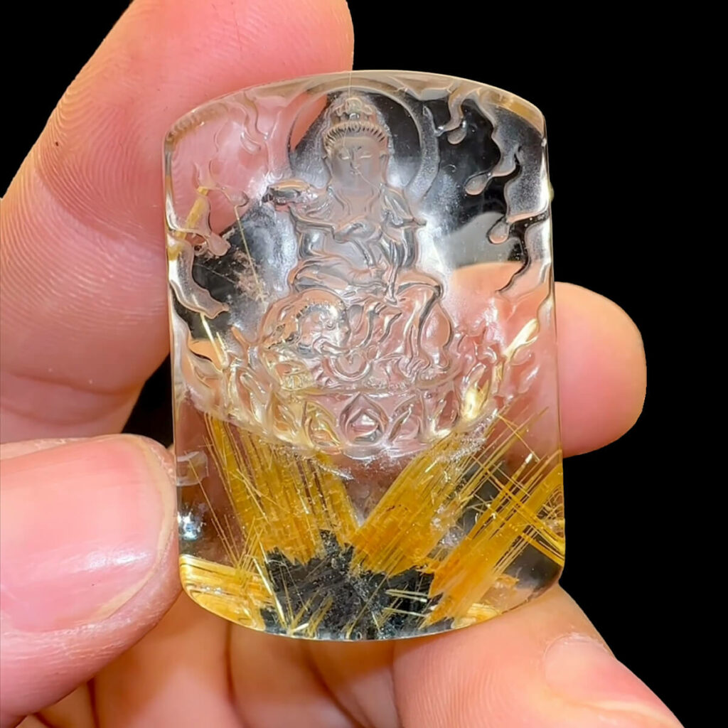 Mặt Phổ Hiền Bồ Tát - Thạch Anh Tóc Vàng Hoa Thị #MTV-221022-06