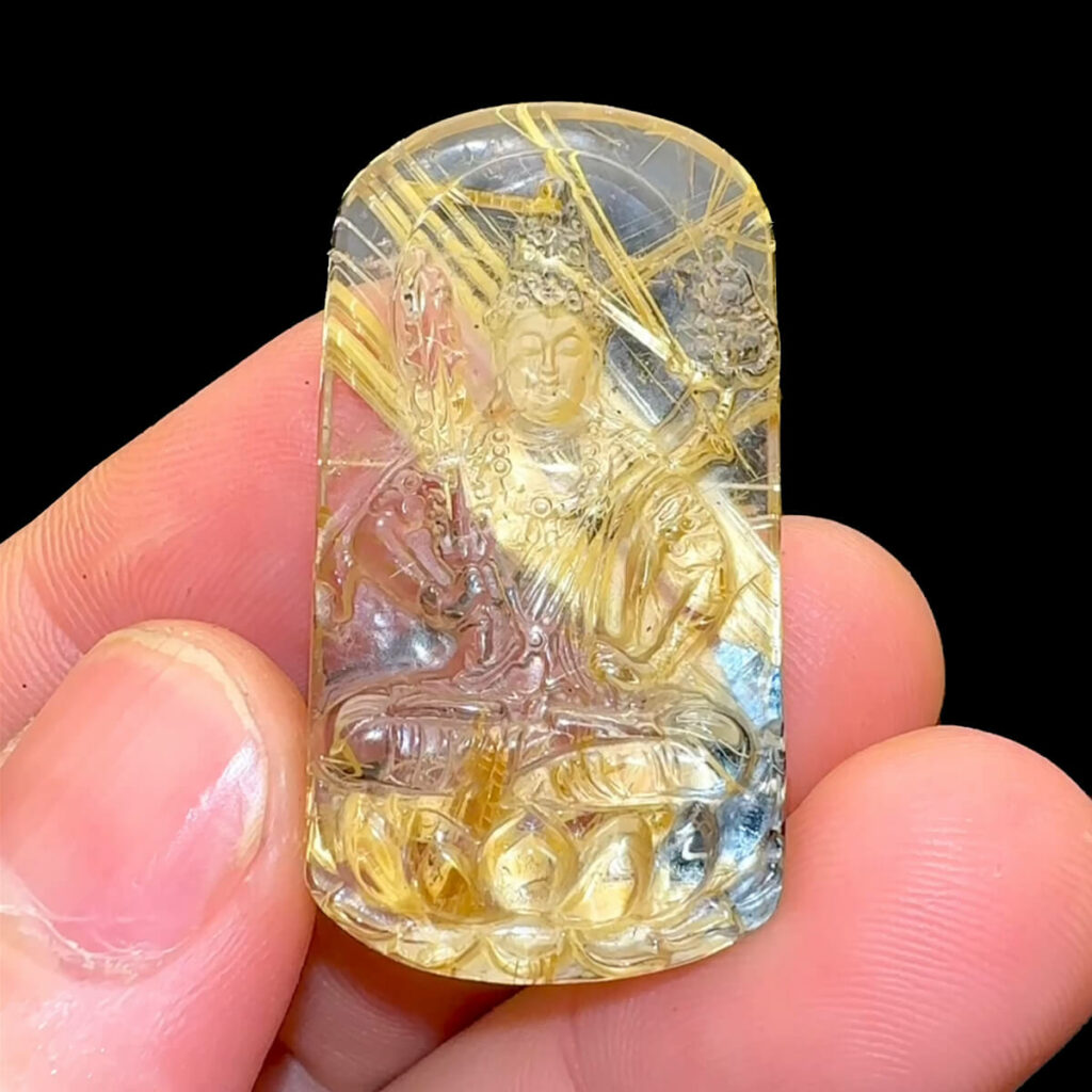 Mặt Hư Không Tạng Bồ Tát – Thạch Anh Tóc Vàng Hoa Thị #MTV-221022-11