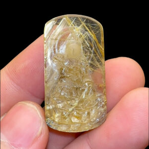 Mặt Phổ Hiền Bồ Tát - Thạch Anh Tóc Vàng Bã Mía #MTV-221022-13