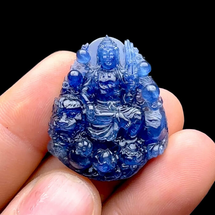 Mặt Văn Thù Bồ Tát - Đá Sapphire Xanh Hero #MSP-230128-01