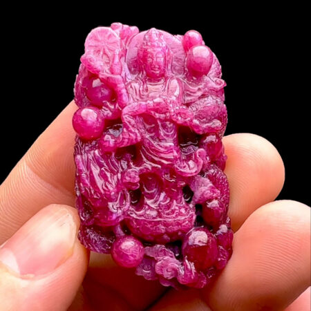 Mặt Quan Thế Âm Bồ Tát Cưỡi Rồng - Đá Ruby Tự Nhiên #MRB-230202-01