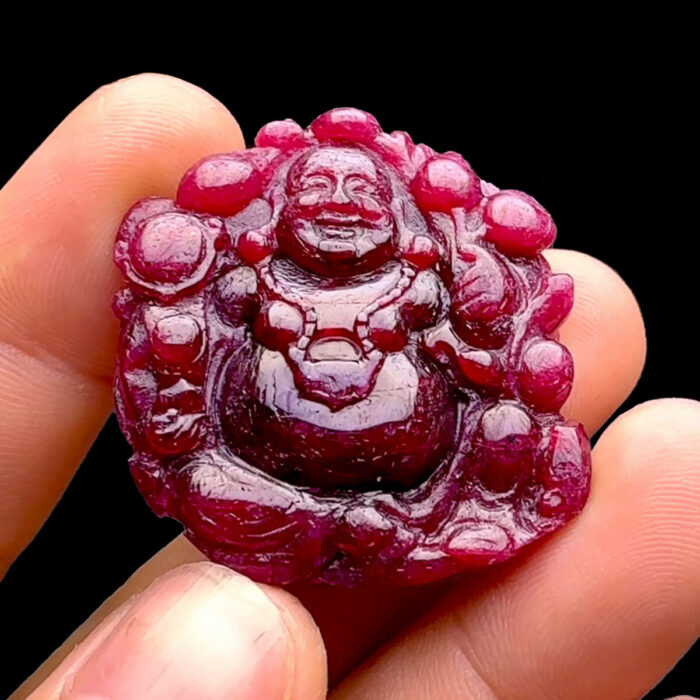 Mặt Phật Di Lặc - Đá Ruby Huyết Kính #MRB-230202-02