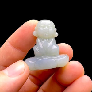 Mặt Tiểu Phật Ngự Đài Sen -  Cẩm Thạch Nếp Băng - Chuẩn A #MCTA-230328-01