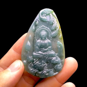 Mặt  Phật A Di Đà - Cẩm Thạch Nếp Băng Điểm Huyết Vàng- Chuẩn A #MCTA-230328-06