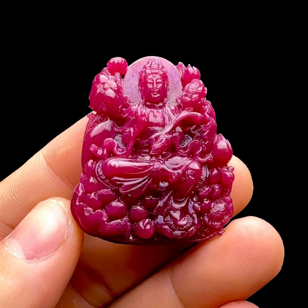 Mặt Quan Âm Tự Tại - Đá Ruby Huyết Kính #MRB-230324-01