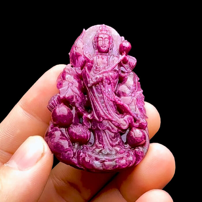 Mặt Quan Thế Âm Bồ Tát - Đá Ruby Tự Nhiên #MRB-230414-07
