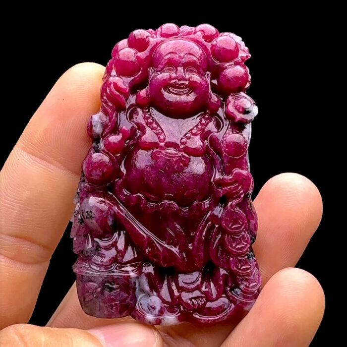 Mặt Phật Di Lặc - Đá Ruby Huyết Kính #MRB-230422-01