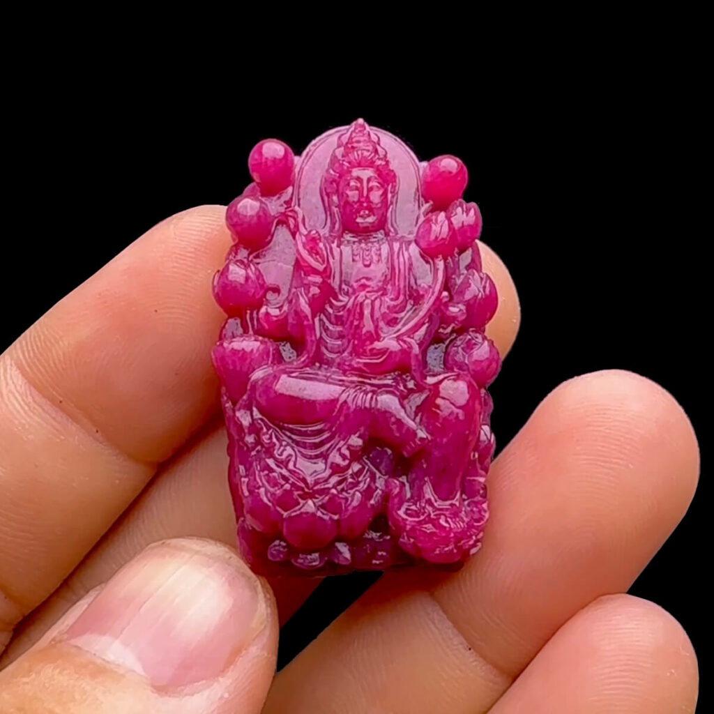 Mặt Quan Âm Tự Tại - Đá Ruby Huyết Kính #MRB-230424-03